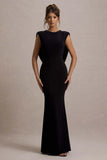 To The Moon Black Cowl Back Maxi Dress
