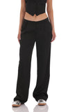 Satin Straight Pants in Black