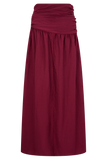 Scottie Gathered Linen Knot Maxi Skirt Wine