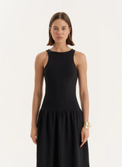 Black Jersey Drop Waist Dress