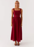 Brylin Linen Midi Dress Red