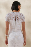 Ina White Lace Crew Neck Crop Top