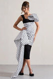 Unattainable Black Polka Dot Wrap Midi Dress Volume Drape