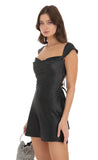 Satin Open Back Dress in Black