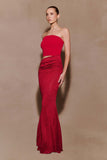 Jasiel Strapless Knit Maxi Dress Red