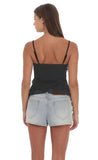 Ruffle Tassel Top in Black