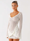 Sorelle Long Sleeve Twist Mini Dress Ivory
