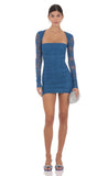 Lace Long Sleeve Bodycon in Blue