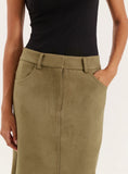 Olive Faux Suede Maxi Skirt