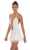 Lace Plunge Neck Dress in White