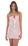 Sequin Keyhole Dress in Pink