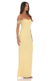 Tulle Off Shoulder Sleeve Maxi Dress in Yellow