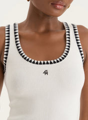Cream Knitted Contrast Stitch Vest Top