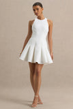 Leilani White Round Neck Mini Skater Dress