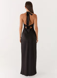 Heavy Hearted Satin Maxi Dress Black