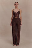 Jackie Diamante Straight Leg Pants Chocolate