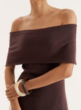 Chocolate Bandeau Longline Knitted Top