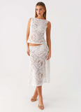 Virelle Lace Midi Skirt Ivory