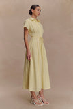 Aysha Buttoned Linen Midi Dress Lemon