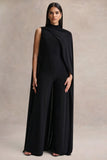 Seema Black High Neck Jumpsuit With Cape