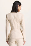 Unbeaten Cream Plunge Corset Waist Blazer