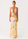 Main Act Halter Maxi Dress Sunburst Floral