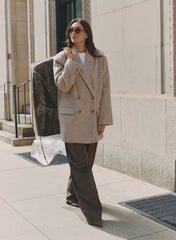 Oatmeal Longline Double Breasted Oversized Blazer