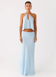 Mena Chiffon Spot Top Blue