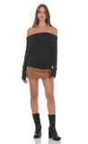 Off Shoulder Knitted Jumper in Black