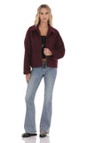 Fuzzy Zip Up Jacket in Burgundy