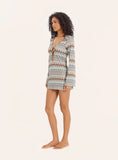 Abstract Chevron Print Knitted Keyhole Mini Dress