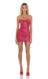 Satin Bow Cutout Dress in Pink