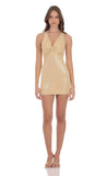Foil Twist Open Back Dress in Gold