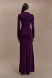 Grayson Knit Chiffon Maxi Dress Plum