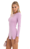 Rhinestone Cinched Bodycon Dress in Purple