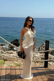 Caprice Halter Knit Maxi Dress White