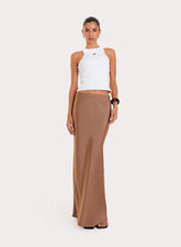 Mocha Satin Maxi Skirt