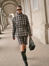 Brown Check Tailored Longline Bermuda Shorts