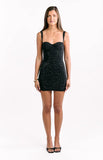 Tegan Black Rhinestone Party Mini Dress