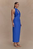 Mierah Halter Midi Dress Cobalt Blue