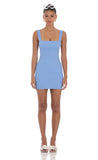 Square Neck Bodycon Dress in Blue