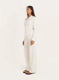 Cream Ribbed Straight Leg Trousers