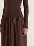 Chocolate Contrast Long Sleeve Maxi Dress