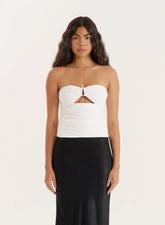 White Cut Out Gold Hardware Bandeau Top