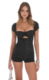 Glitter Cutout Romper in Black
