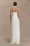 Stacie Pleated Halter Maxi Dress Ivory