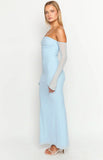 Odette Light Blue Long Sleeve Formal Maxi Dress