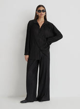 Black Plisse Trousers