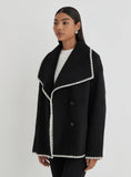 Black Contrast Stitch Oversized Jacket