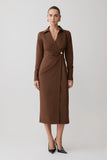 Mikaila Asymmetric Shirt Dress Dark Chocolate
